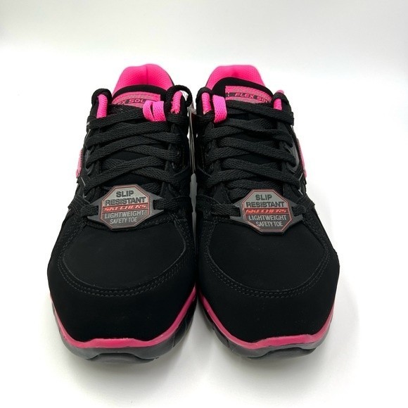 Skechers Womens Synergy Sandlot Alloy Toe Black Pink Work Safety Shoes Size 6.5 - Picture 3 of 16